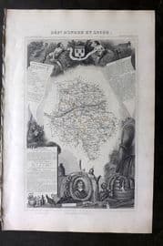 Levasseur 1852 Antique Map. Dept D'Indre et Loire