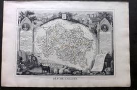 Levasseur 1852 Antique Map. Dept De L'Allier, France