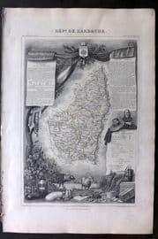 Levasseur 1852 Antique Map. Dept De L'Ardeche, France