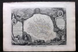 Levasseur 1852 Antique Map. Dept De L'Ariege, France