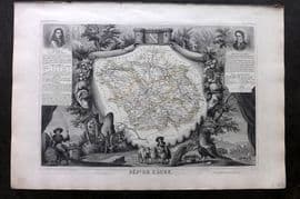Levasseur 1852 Antique Map. Dept De L'Aube, France