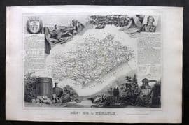 Levasseur 1852 Antique Map. Dept De L'Herault