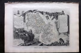 Levasseur 1852 Antique Map. Dept De L'Isere, France