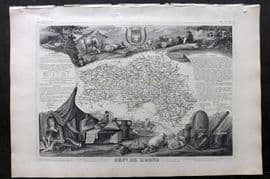 Levasseur 1852 Antique Map. Dept de L'Orne, France