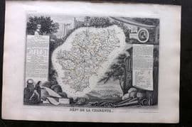 Levasseur 1852 Antique Map. Dept De La Charente