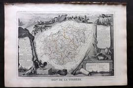 Levasseur 1852 Antique Map. Dept De La Correze