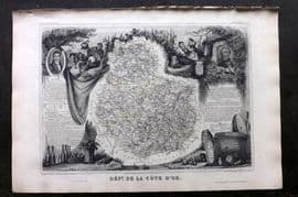Levasseur 1852 Antique Map. Dept De La Cote d'Or
