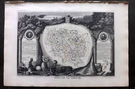 Levasseur 1852 Antique Map. Dept De La Creuse, France