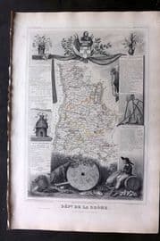 Levasseur 1852 Antique Map. Dept De La Drome