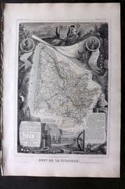 Levasseur 1852 Antique Map. Dept De La Gironde, France
