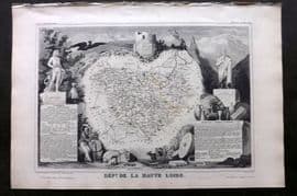 Levasseur 1852 Antique Map. Dept de la Haute Loire, France