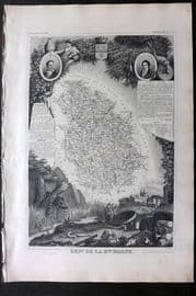 Levasseur 1852 Antique Map. Dept De La Hte Marne
