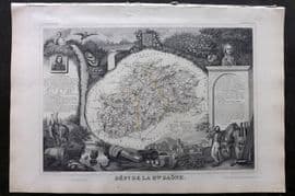 Levasseur 1852 Antique Map. Dept de la Hte Saone, France