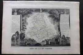 Levasseur 1852 Antique Map. Dept de la Hte Vienne, France