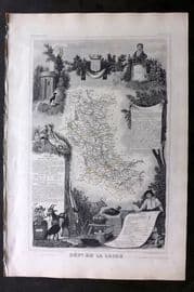 Levasseur 1852 Antique Map. Dept de la Loire, France