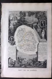 Levasseur 1852 Antique Map. Dept De La Lozere, France