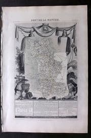 Levasseur 1852 Antique Map. Dept De La Manche