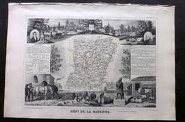 Levasseur 1852 Antique Map. Dept De La Mayenne, France