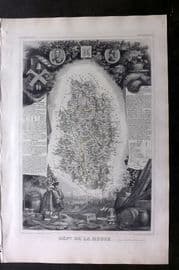 Levasseur 1852 Antique Map. Dept De La Meuse