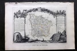 Levasseur 1852 Antique Map. Dept De La Nievre, France