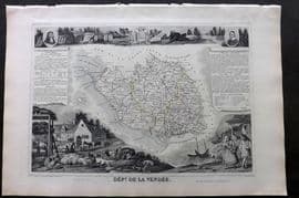 Levasseur 1852 Antique Map. Dept de la Vendee, France