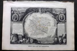 Levasseur 1852 Antique Map. Dept De Lot et Garonne