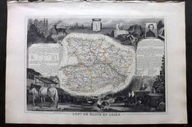 Levasseur 1852 Antique Map. Dept De Maine et Loire