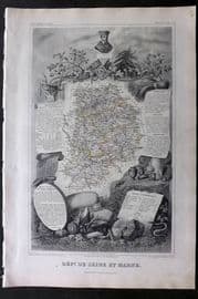 Levasseur 1852 Antique Map. Dept de Seine et Marne, France