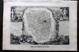 Levasseur 1852 Antique Map. Dept de Seine et Oise, France