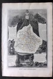 Levasseur 1852 Antique Map. Dept Des Ardennes, France