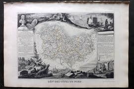 Levasseur 1852 Antique Map. Dept Des Cotes Du Nord