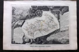 Levasseur 1852 Antique Map. Dept Des Hautes Alpes