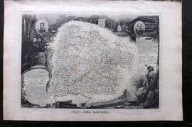 Levasseur 1852 Antique Map. Dept Des Landes