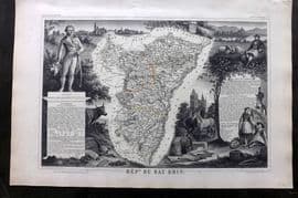 Levasseur 1852 Antique Map. Dept du Bas Rhin, France