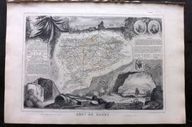 Levasseur 1852 Antique Map. Dept Du Doubs