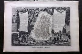 Levasseur 1852 Antique Map. Dept du Haut Rhin, France