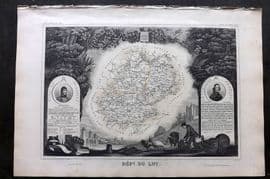 Levasseur 1852 Antique Map. Dept Du Lot, France