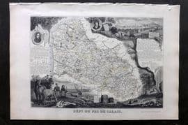 Levasseur 1852 Antique Map. Dept du Pas de Calais, France