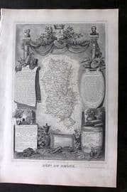 Levasseur 1852 Antique Map. Dept du Rhone, France