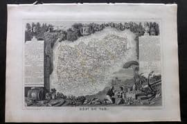 Levasseur 1852 Antique Map. Dept du Var, France