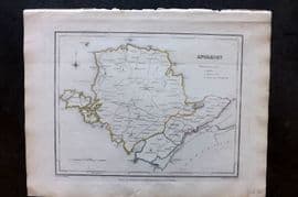 Lewis (Pub) 1842 British County Map. Anglesey, Wales