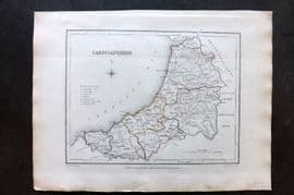 Lewis (Pub) 1842 British County Map. Cardiganshire, Wales