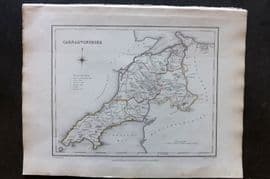 Lewis (Pub) 1842 British County Map. Carnarvonshire, Wales