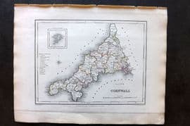 Lewis (Pub) 1842 British County Map. Cornwall