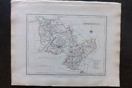 Lewis (Pub) 1842 British County Map. Denbigshire, Wales