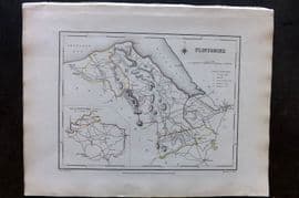 Lewis (Pub) 1842 British County Map. Flintshire, Wales