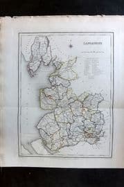 Lewis (Pub) 1842 British County Map. Lancashire