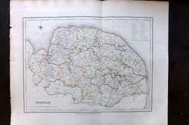 Lewis (Pub) 1842 British County Map. Norfolk