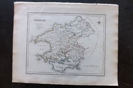 Lewis (Pub) 1842 British County Map. Pembroke, Wales