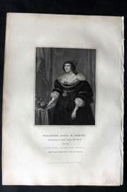 Lodge 1832 Antique Portrait Print. Elizabeth, Queen of Bohemia